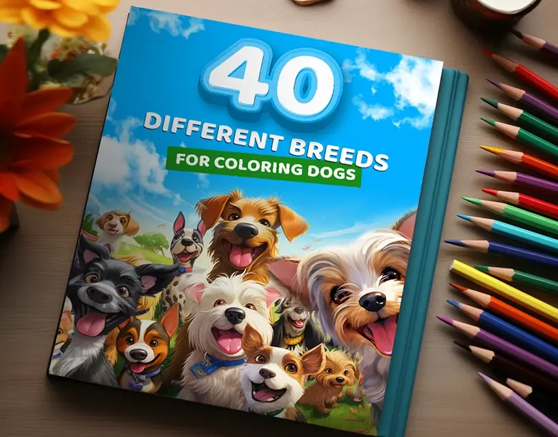 Creating a coloring book about dogs project cover